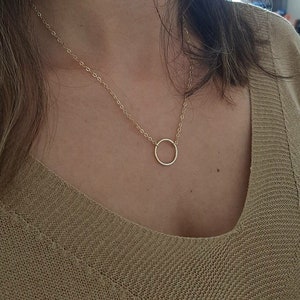 Dainty Circle Necklace for Women, Small Circle Choker Necklace, Karma Necklace, Eternity Gift Necklace, Anniversary Gift, Friendship Gift Medium / Gold