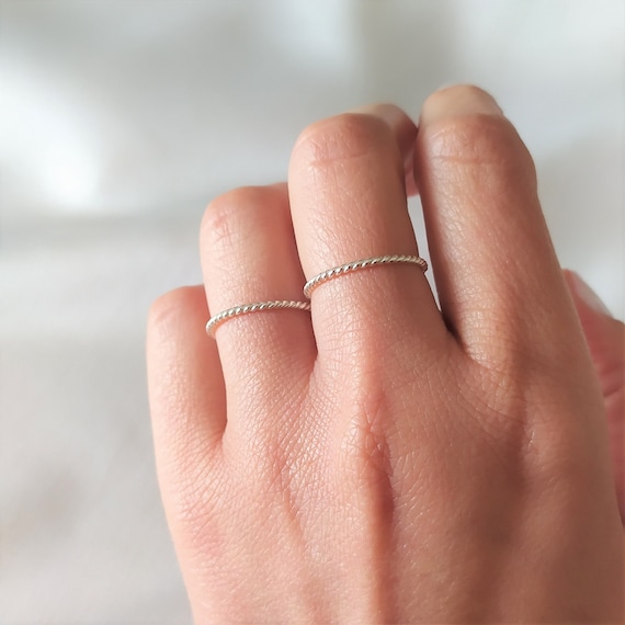 Stackable Thin Twisted Band Ring Sterling Silver Stackable Thin Twisted Band Ring Sterling Silver