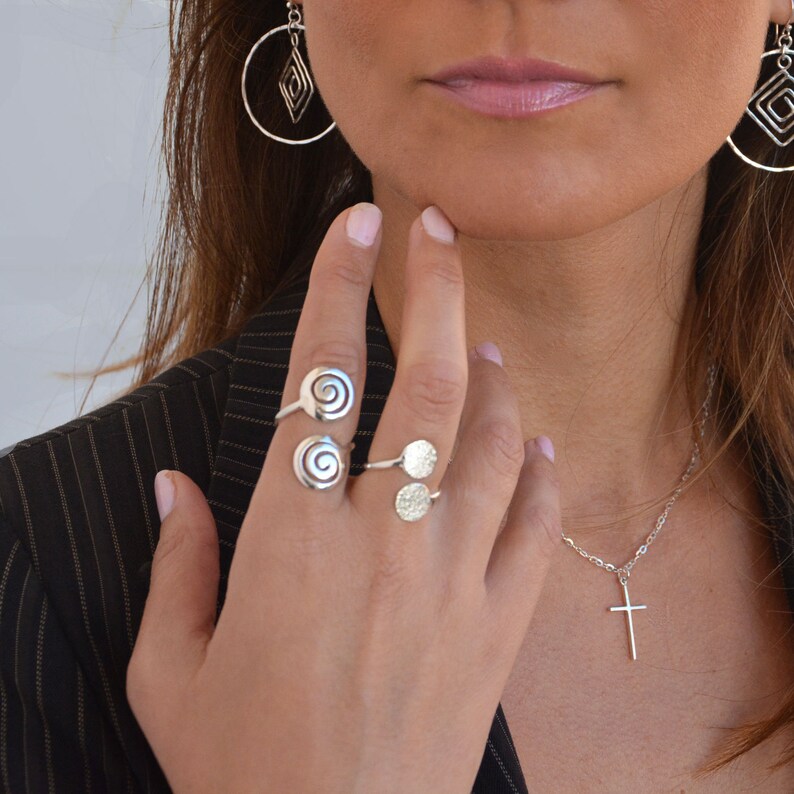 Boho Ring Gift for Friend Sterling Silver Ring Celtic Ring Adjustable Ring Silver Spiral Ring Gift for Her Everyday Ring for Women