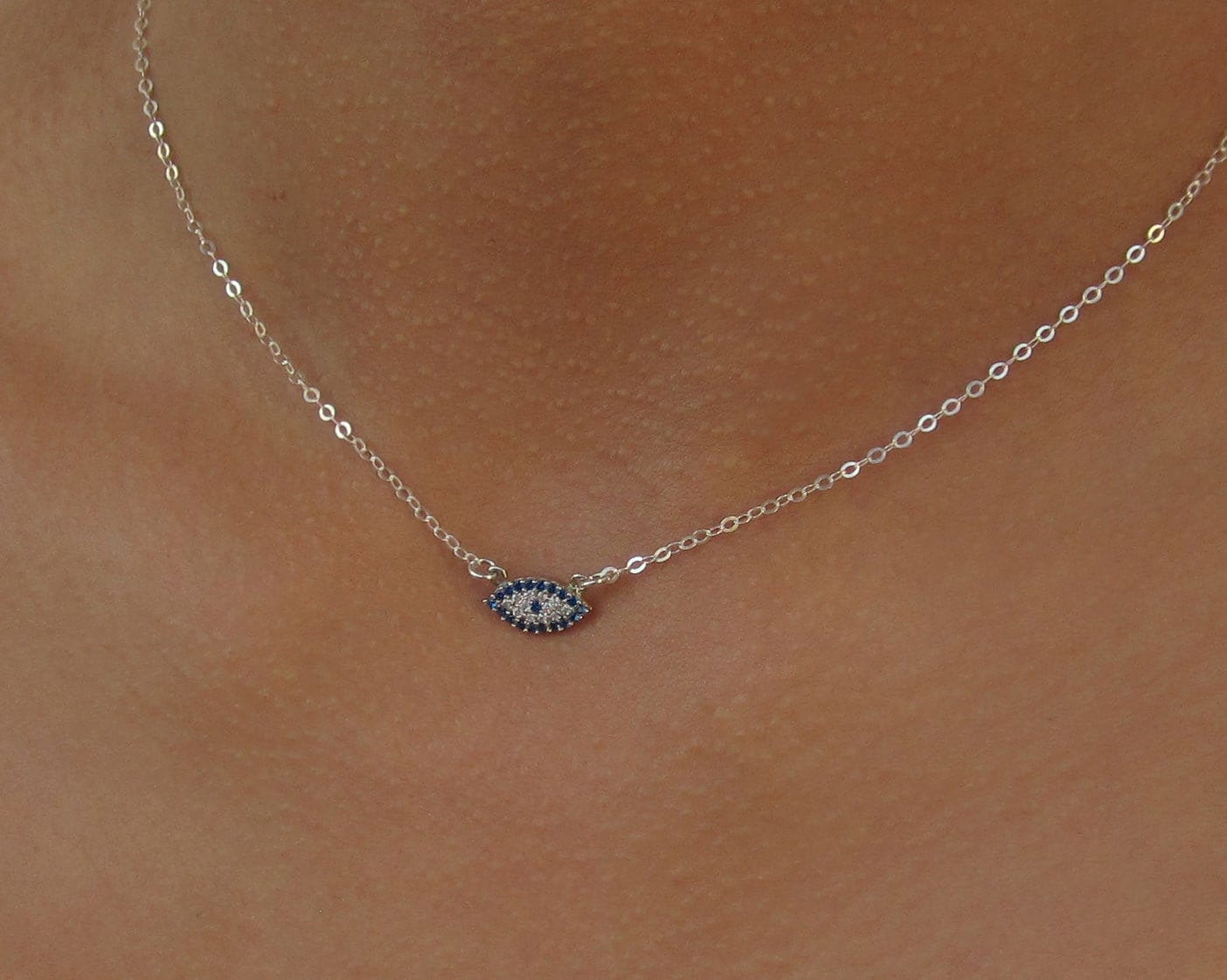 Evil Eye Necklace Silver Best Friend Gift Protection Necklace