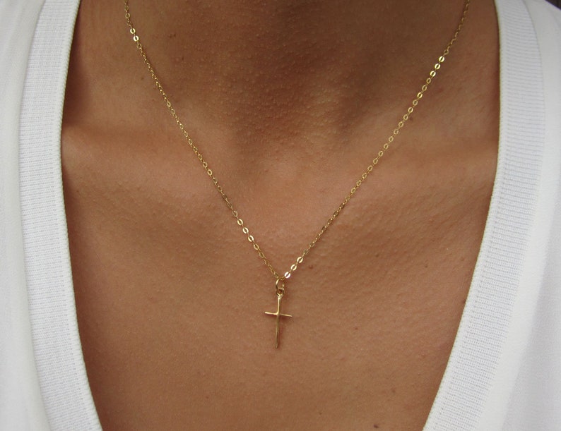 Dainty Cross Necklace | 14K Gold Cross Necklace Women | Dainty Gold Necklace | Tiny Cross Necklace | Womens Cross Necklace Gold or Silver 