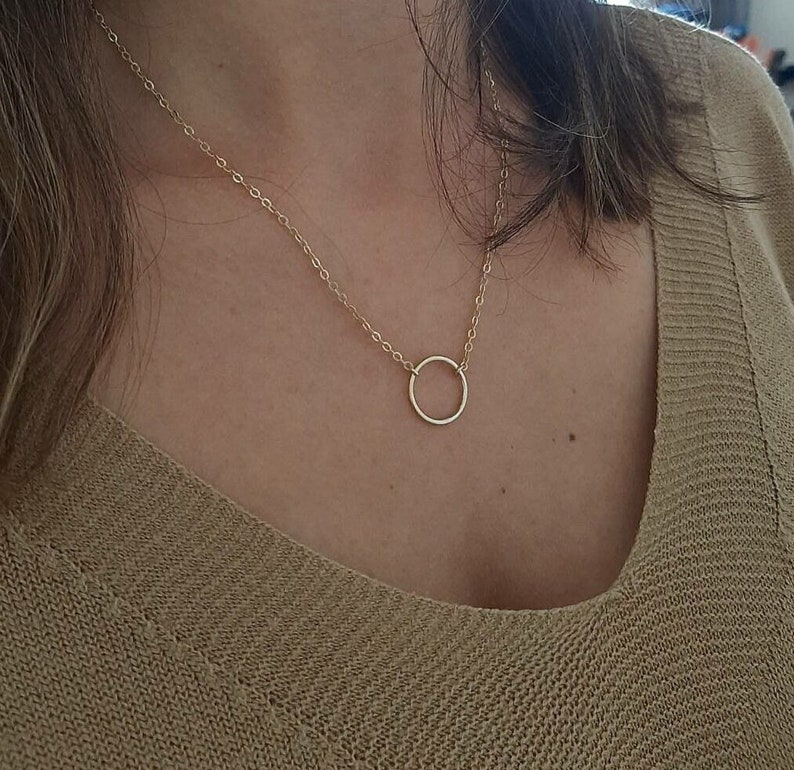 Dainty Circle Necklace for Women, Small Circle Choker Necklace, Karma Necklace, Eternity Gift Necklace, Anniversary Gift, Friendship Gift Medium / Gold