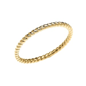 Anello intrecciato in oro, anello impilabile delicato, anello intrecciato in oro, anello riempito in oro 14k per donna, anello delicato in oro, anello con fascia intrecciata in corda regalo