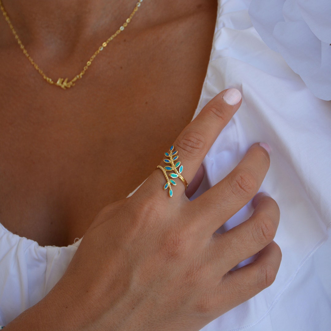 Dainty Olive Leaf Ring Gold, Olive Branch Ring, Olive Vine Ring, Olive