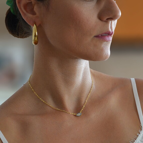 Your Always Charm Dainty Evil Eye Necklace,Gold Evil Eye Pendant Necklace for Women