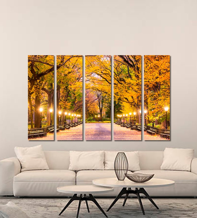 Park wall art Central Park canvas print Autumn wall decor Etsy