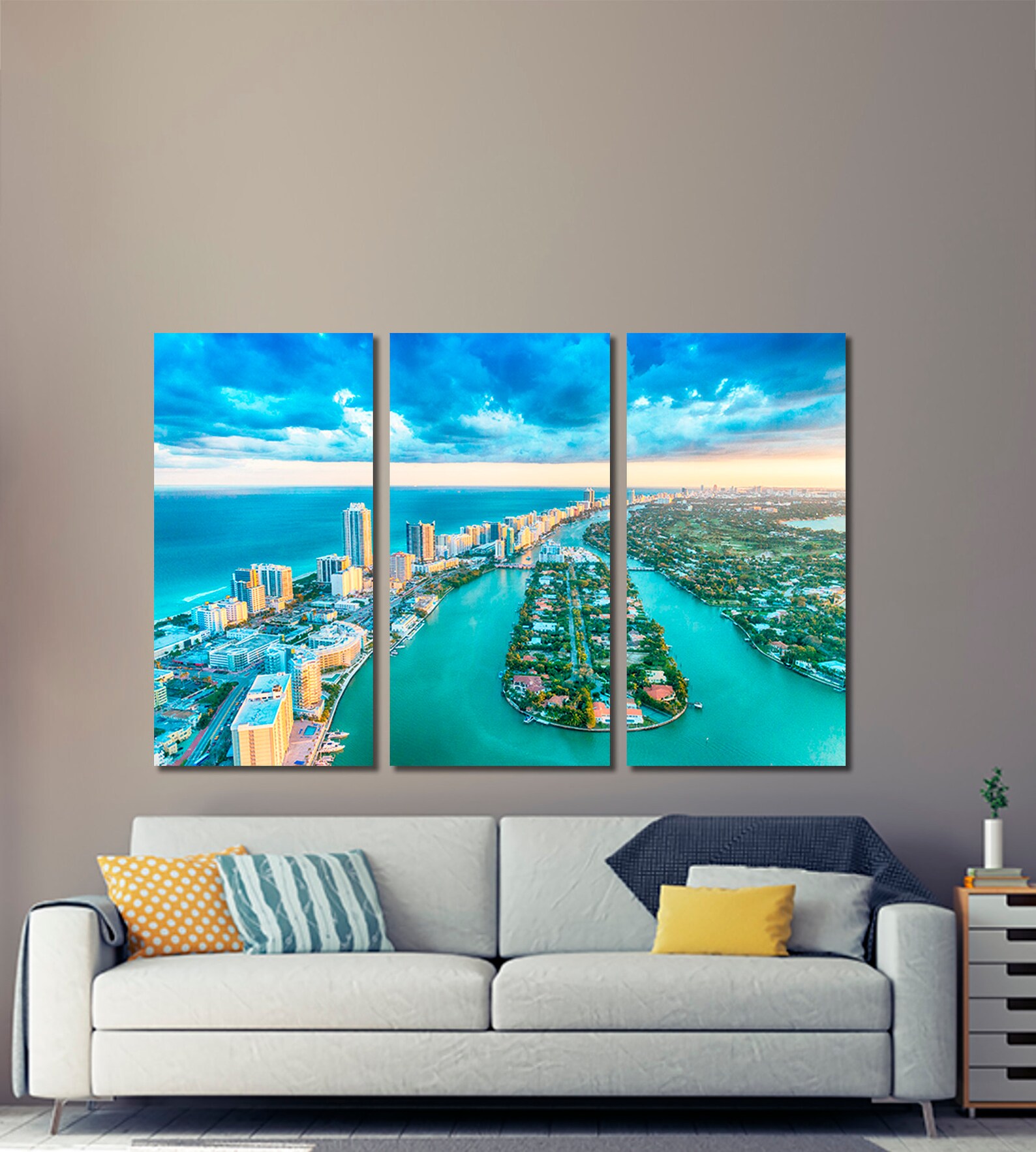 Miami skyline Miami canvas print Miami wall art Miami Etsy
