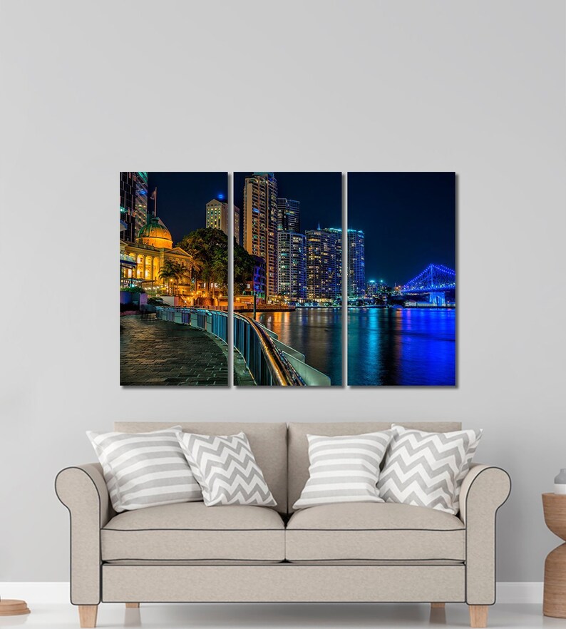 Brisbane cityscape Brisbane wall art Brisbane canvas print Etsy