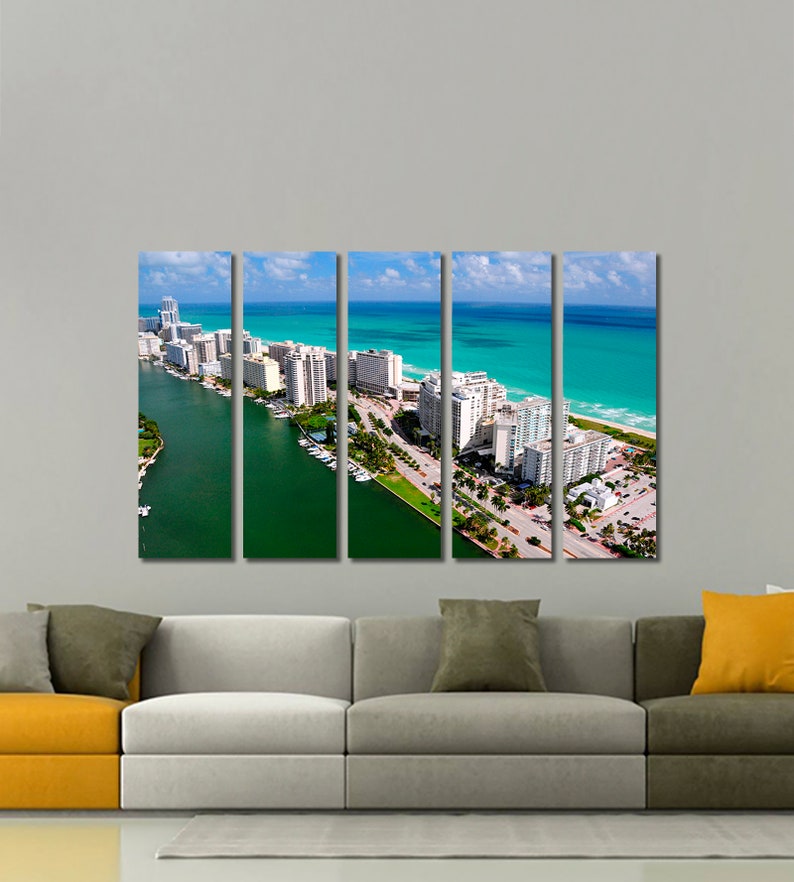 Miami skyline Miami wall art Miami canvas print Miami Etsy