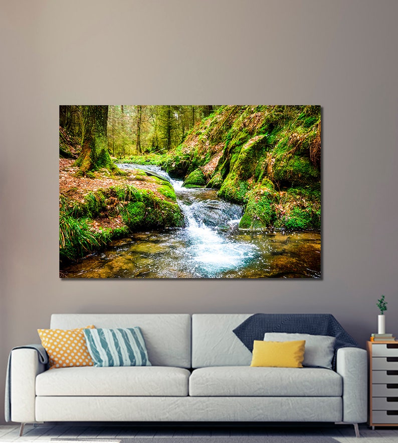 Waterfall canvas print Waterfall wall art River wall art Etsy