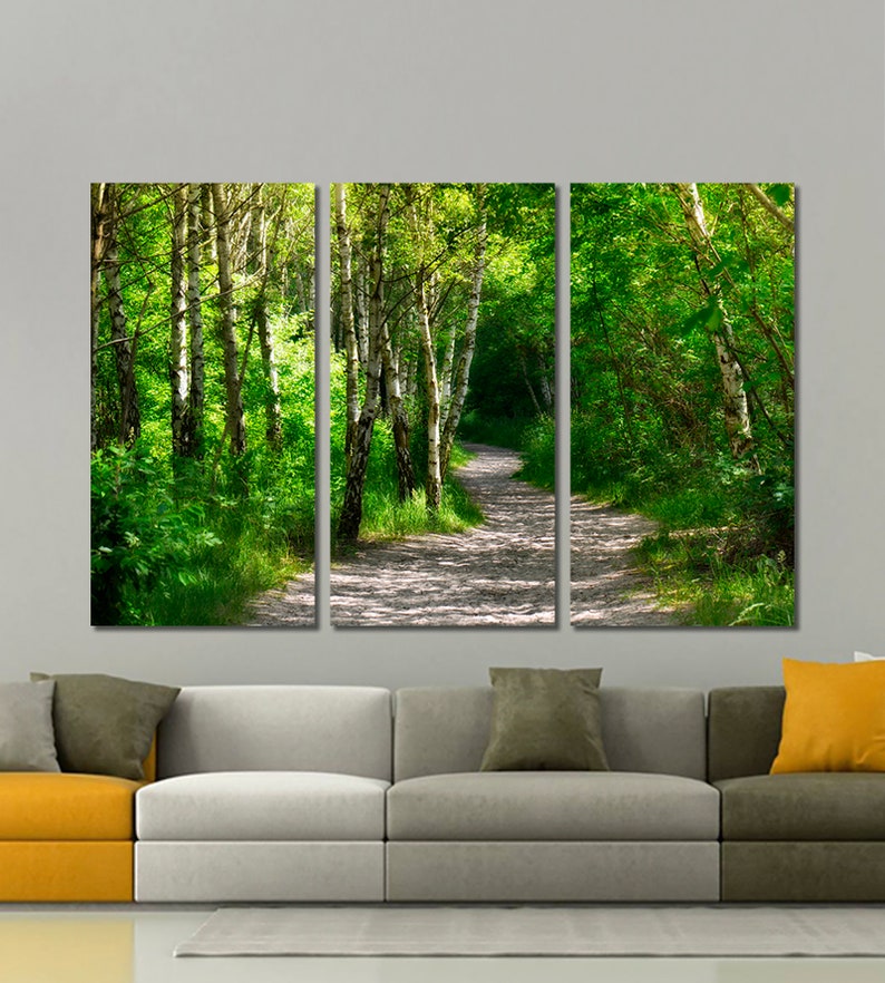 Forest wall art Forest canvas print Birches canvas set Etsy