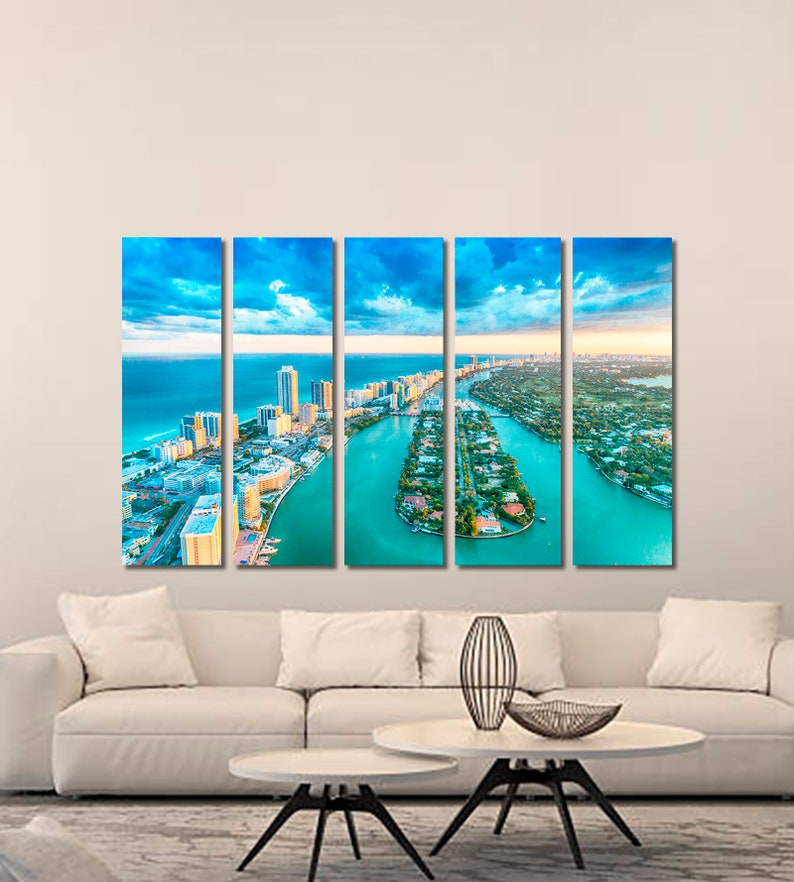 Miami skyline Miami canvas print Miami wall art Miami Etsy