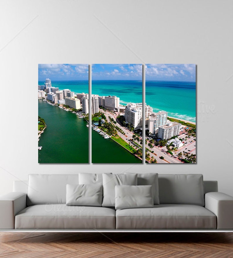 Miami skyline Miami wall art Miami canvas print Miami Etsy
