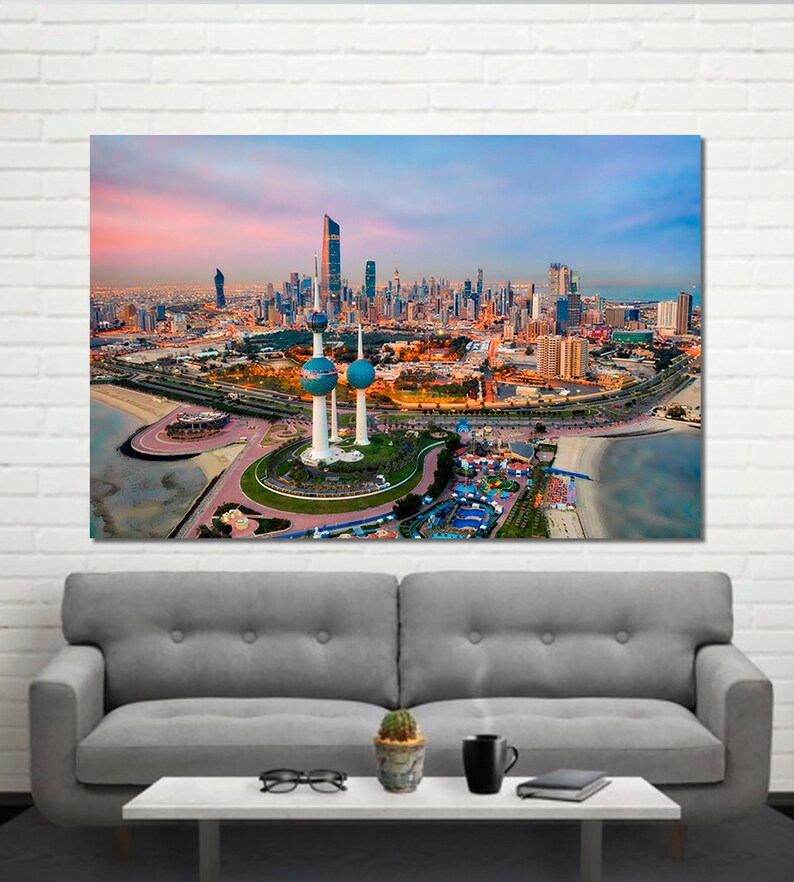 Kuwait skyscrapers Kuwait canvas print Kuwaiti wall art Etsy