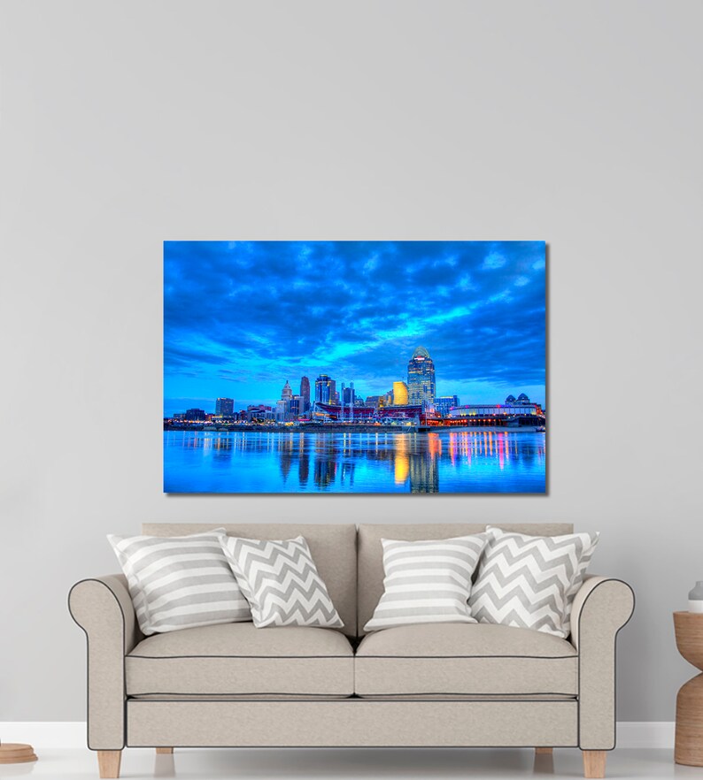 Cincinnati Skyline Cincinnati Canvas Print Cincinnati Wall Etsy