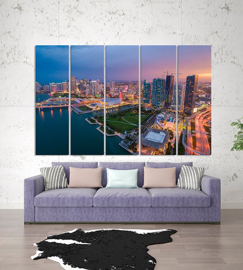 Miami skyline Miami canvas print Miami wall art Florida Etsy