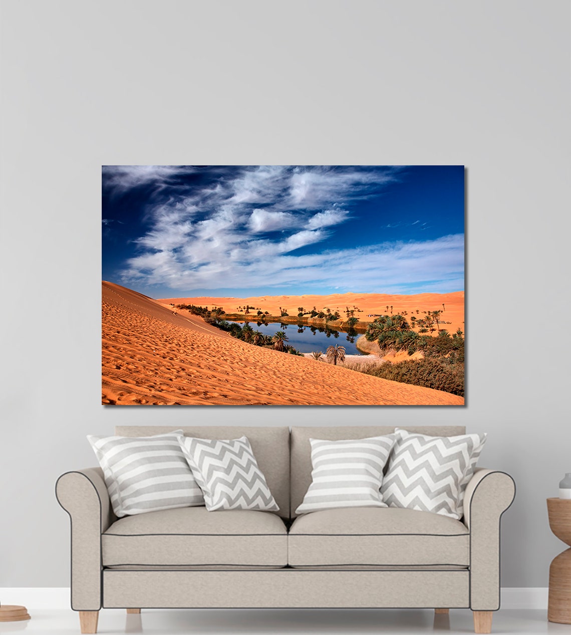 Oasis canvas print Oasis wall art Sand canvas set Palms Etsy