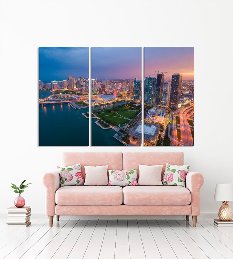 Miami skyline Miami canvas print Miami wall art Florida Etsy