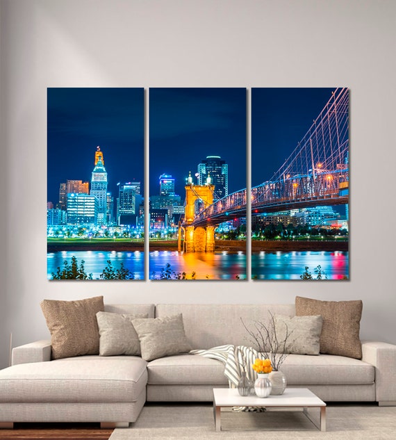 Cincinnati Skyline Cincinnati Wall Art Cincinnati Canvas Etsy