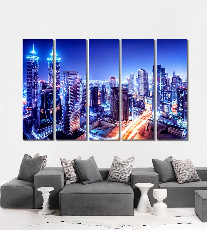 Dubai Skyline Dubai Wall Art Dubai Canvas Print Dubai Night Etsy