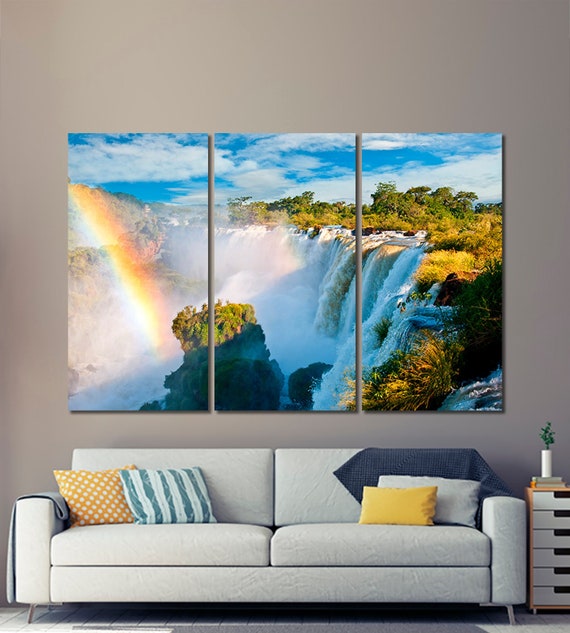 SC749 blue jungle waterfall lake Scenic Wall Art Picture Large Canvas Print
