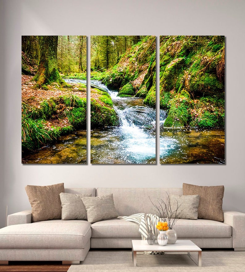 Waterfall canvas print Waterfall wall art River wall art Etsy