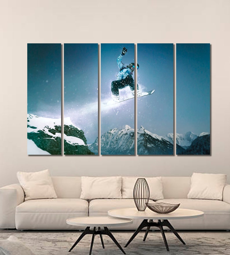 Snowboard canvas print Snowboard wall art Snowboard modern Etsy