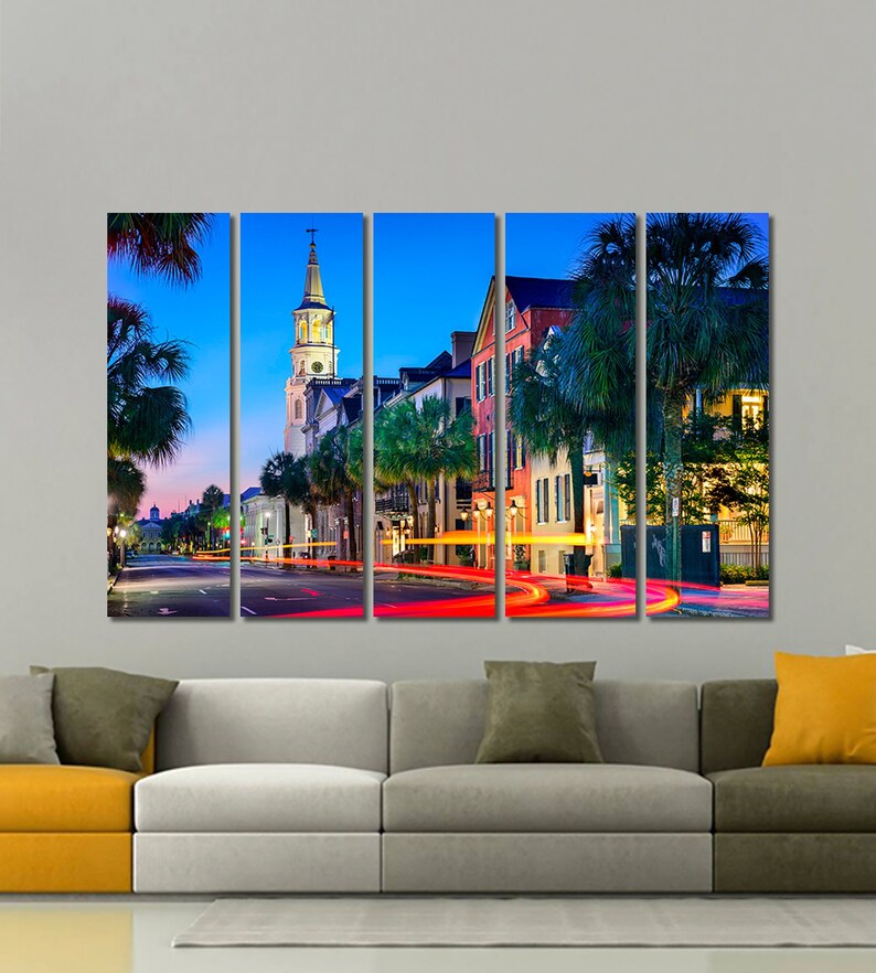 Charleston cityscape Charleston canvas print Charleston wall Etsy