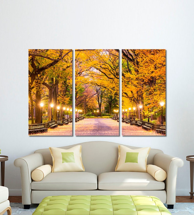 Park wall art Central Park canvas print Autumn wall decor Etsy