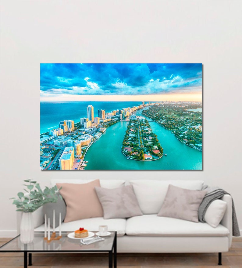 Miami skyline Miami canvas print Miami wall art Miami Etsy