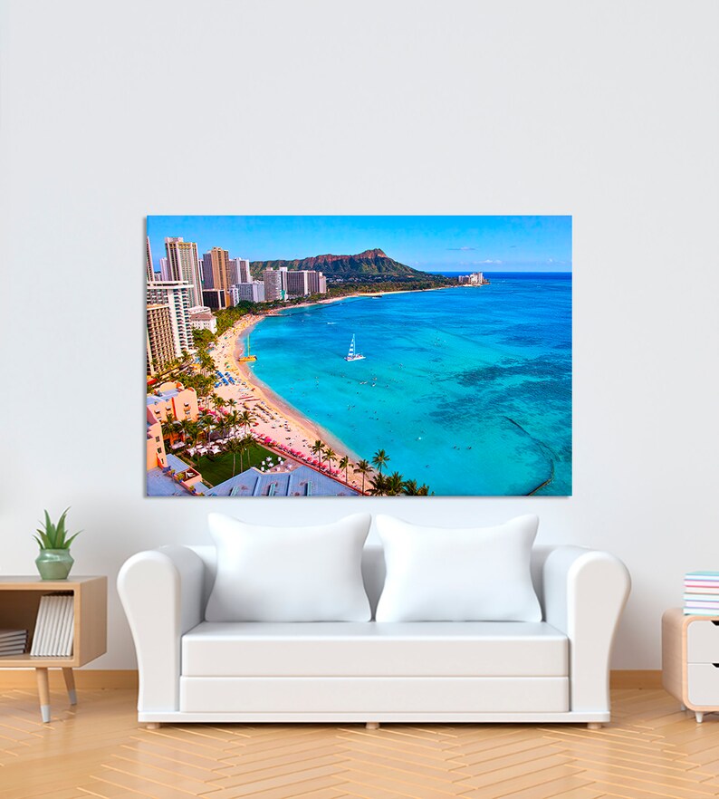 Hawaii Canvas Print Hawaii Wall Art Hawaii Skyline Ocean Etsy