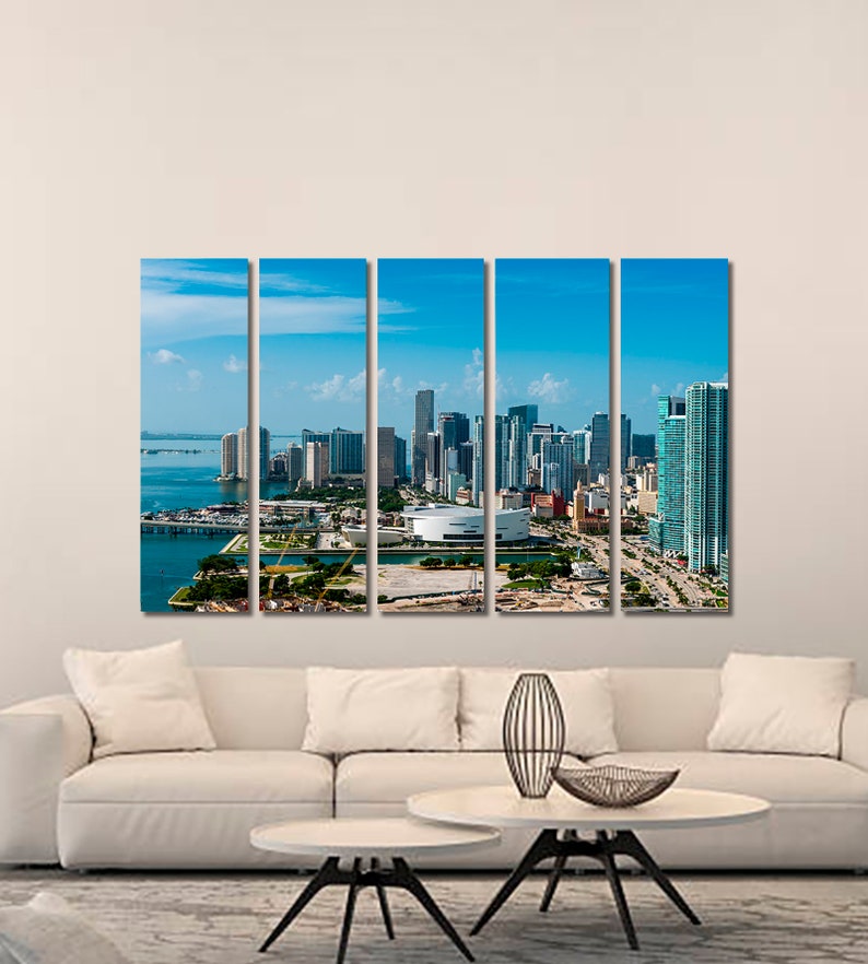 Miami Cityscape Miami Canvas Print Miami Wall Art City Etsy