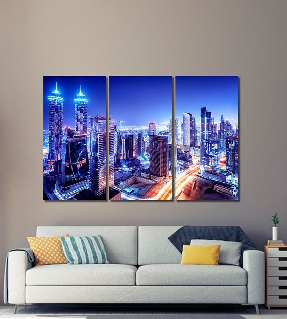 Dubai Skyline Dubai Wall Art Dubai Canvas Print Dubai Night Etsy