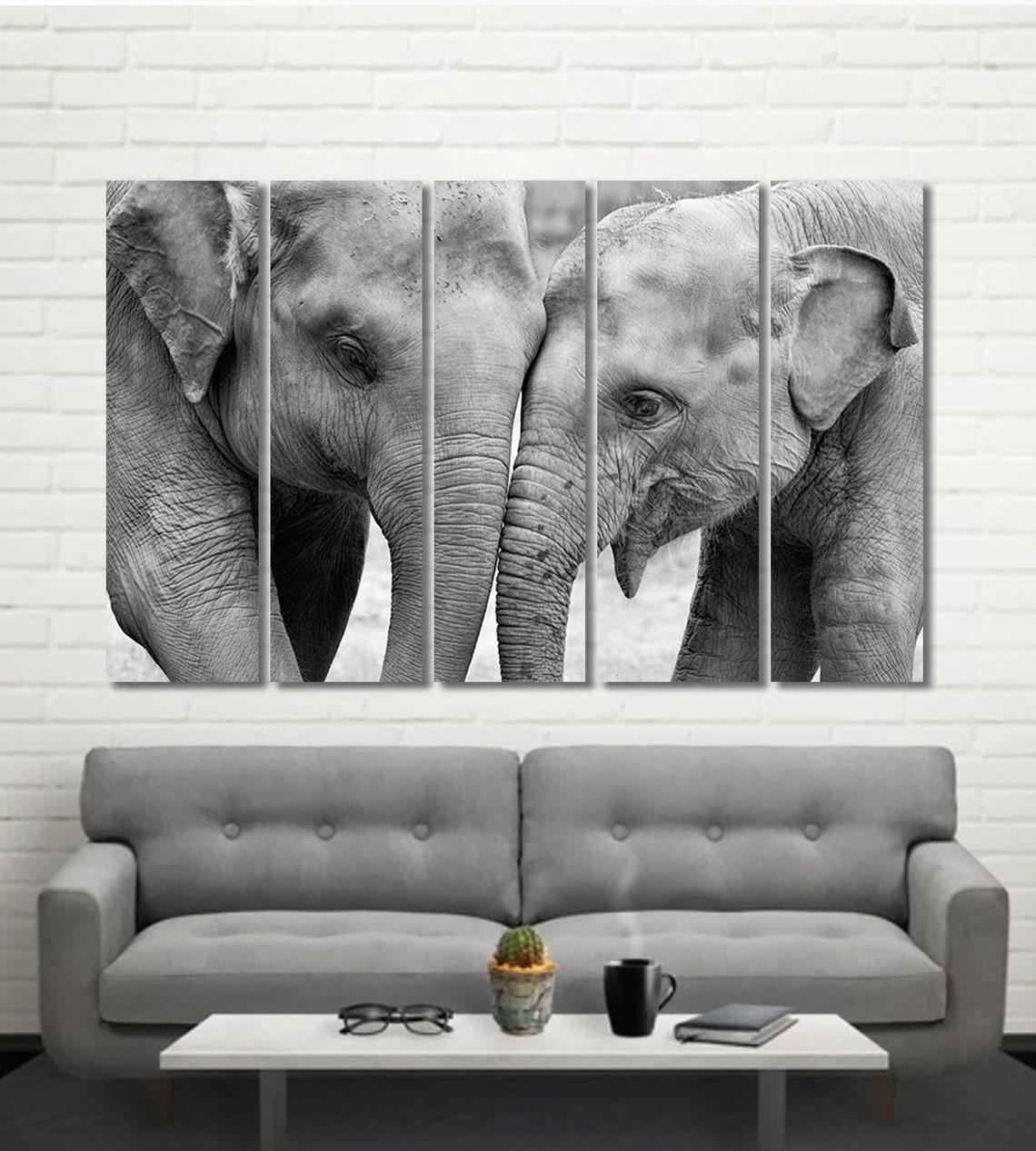 Elephants Wall Art Elephants Canvas Print Elephant Modern Etsy