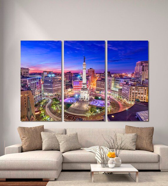 Indiana Skyline Indiana Wall Art Indianapolis Canvas Print Etsy