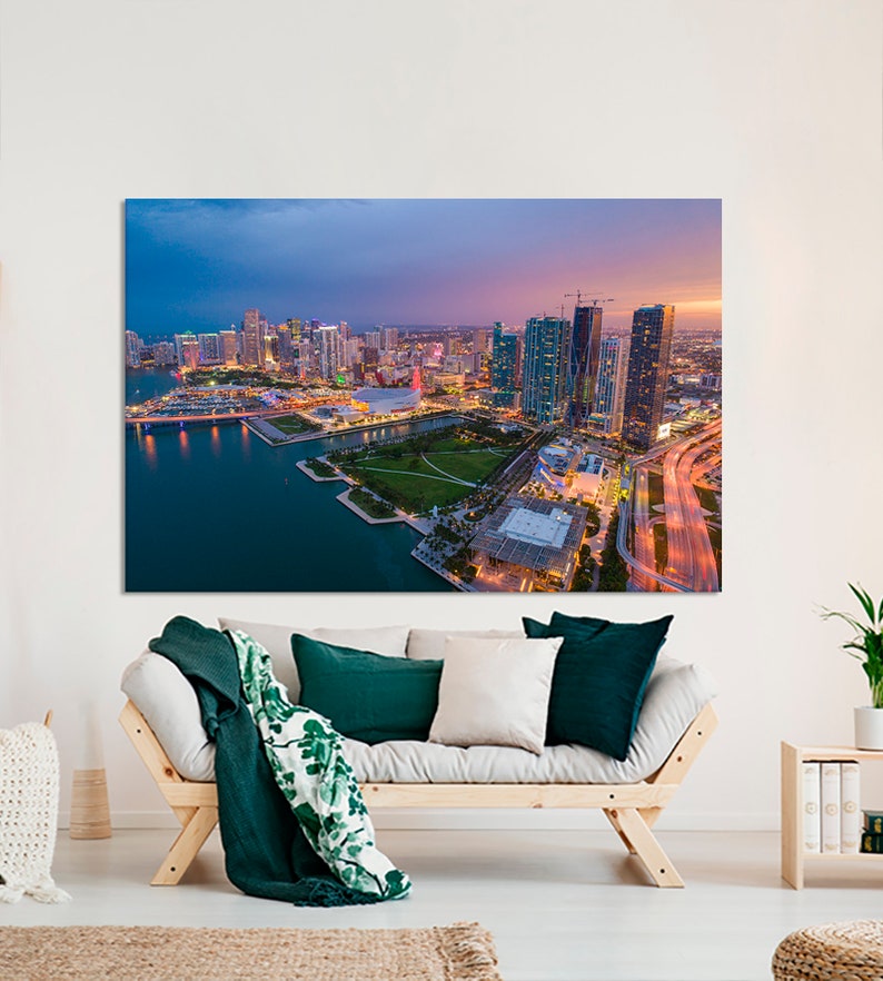 Miami skyline Miami canvas print Miami wall art Florida Etsy