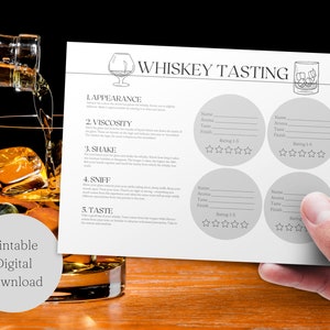Whiskey Tasting Party Afdrukbare Whisky Tasting Scorekaarten | Vluchtkaart | Dinerfeest | Vrijgezellenfeest | Proefnotities | A4 | Directe download