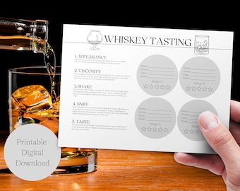Whiskey Tasting Party Printable Whiskey Tasting Score Cards |  Flight Map | Dinner Party | Stag Do |Tasting Notes | A4 | Instant Download