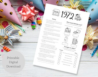 1972 Birthday Printable - Etsy
