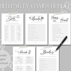 Hen Do Games Bundle | Hen Party Printable Game | Hen Party | Bachelorette | Bridal Shower | A4 | Instant Download |
