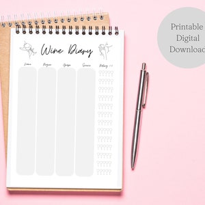 Wine Diary Printable Wine Tasting Score Cards | Wine Journal |Tasting Notes | A4 | Instant Download