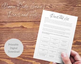 Printable Dinner Party Game | React and Act | Icebreaker | Adult Party Games | Digital Download