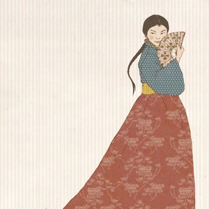 Poster illustrato con geisha per la decorazione della casa stampa digitale con download istantaneo. Disponibile testo personalizzato!