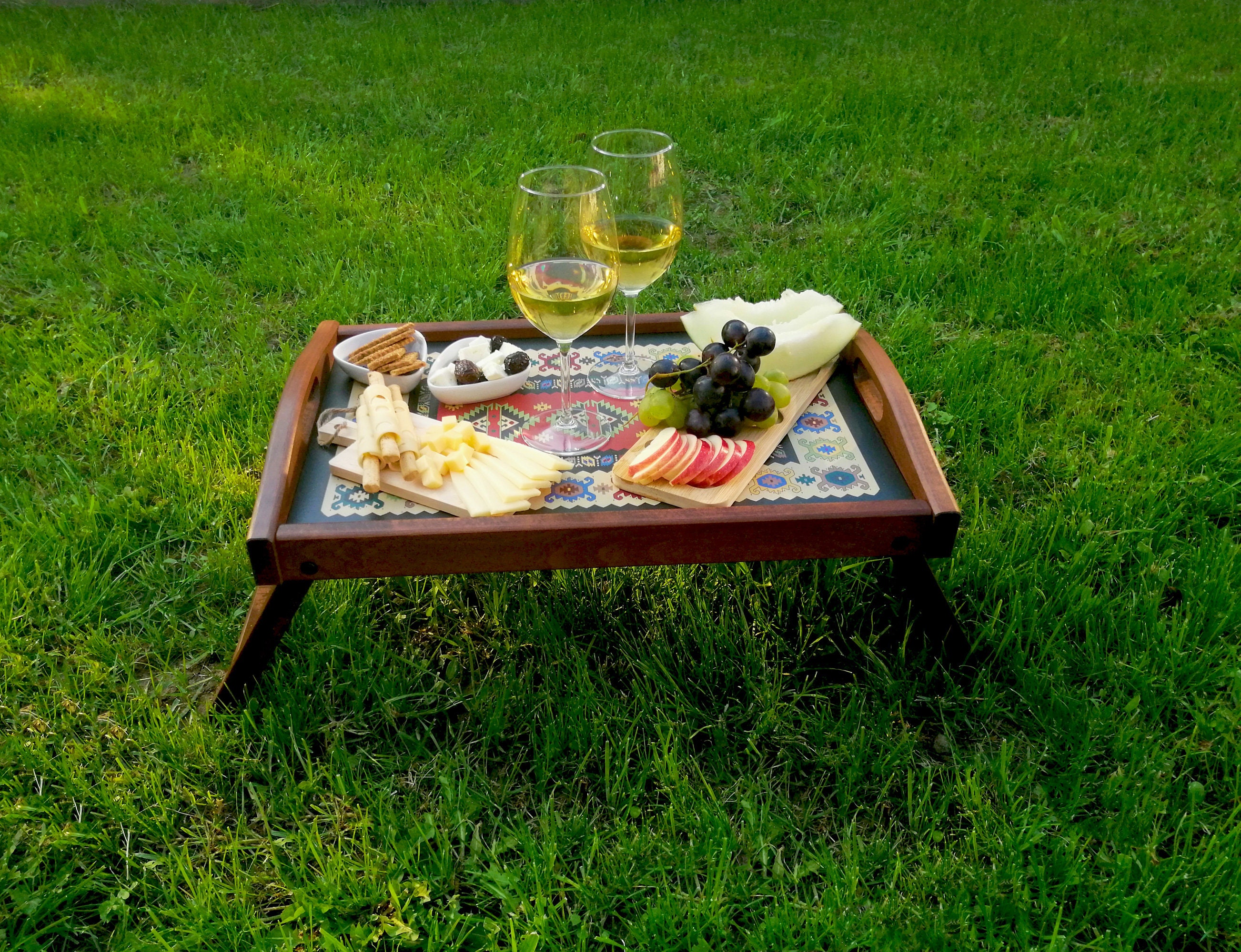 Wooden Serving Tray With Legs Handmade Breakfast Tray Etsy