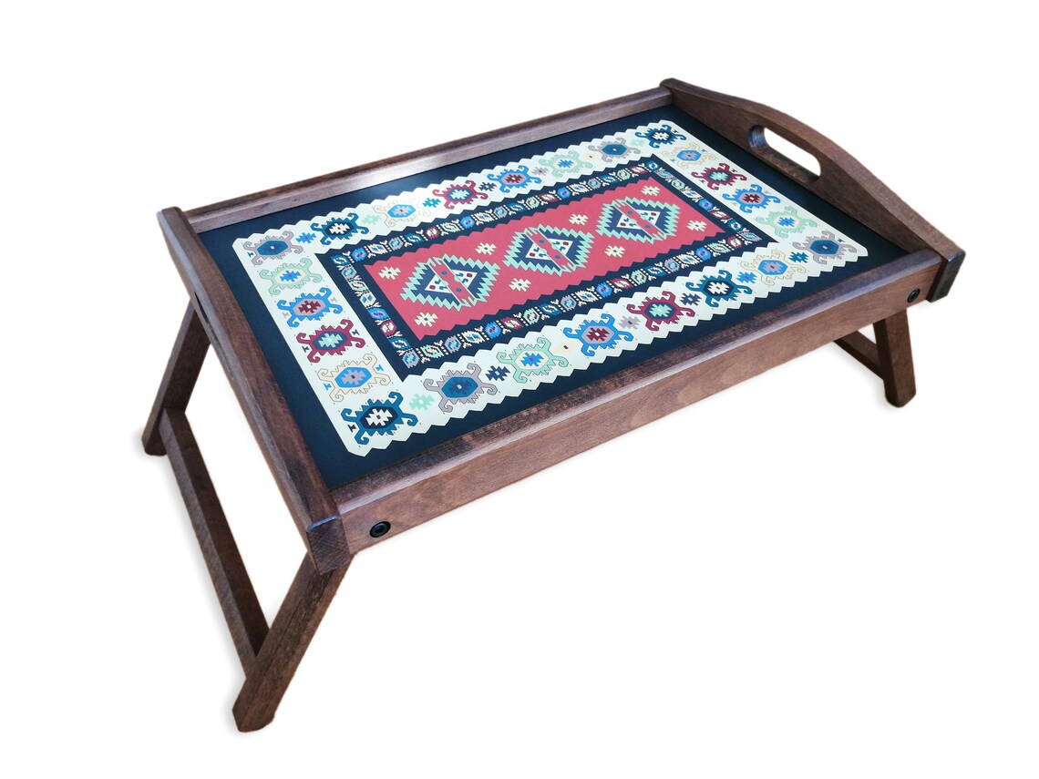 Wooden Serving Tray With Legs Handmade Breakfast Tray Etsy
