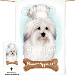 Toalha de cozinha com saco de farinha Coton de Tulear