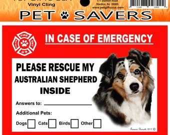 #2 dog aussie In Case of Emergency Rescue My Australian Shepherd Sticker Vinyl