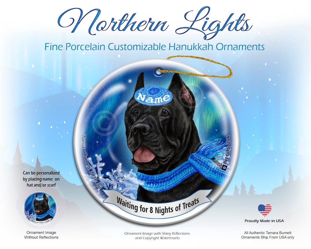 Cane Corso Black Northern Lights Hanukkah Ornament Etsy