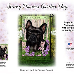 Französische Bulldogge schwarze Frühlings-Design-Garten-Fahne