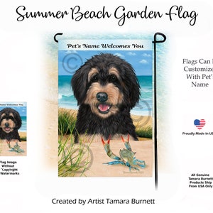 Bernedoodle Black & Tan Sommer Strand Szene Garten Flagge